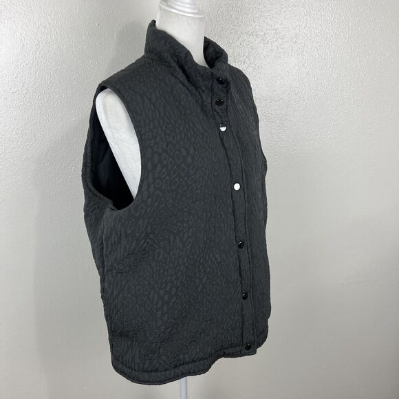 Weekends by Chico's Puffer Vest Women Extra Large Grey Snap Button Outerwear - Picture 3 of 14